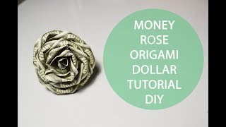 Money Rose Origami Folded Dollar Tutorial DIY Flower [upl. by Kreit]