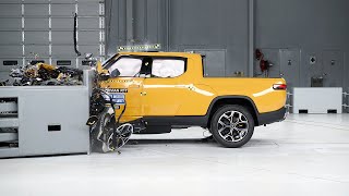 2022 Rivian R1T driverside small overlap IIHS crash test [upl. by Hut280]