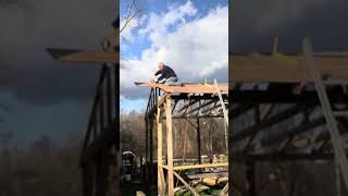 One Man EPIC Barn Build goatbarn diy woodworking farmliving [upl. by Nirtak]