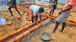 Basement Strong TechniquesBuilding Foundatiom Top Belt Bricklaying Accurately with Cement [upl. by Elkin]