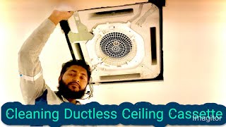 Cleaning Ductless Ceiling Cassette Air Conditioner Urdu Hindi [upl. by Alusru284]