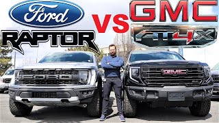 2023 Ford Raptor VS 2023 GMC Sierra AT4X Why Is The GMC More Expensive [upl. by Jagir]