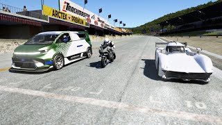 Kawasaki Ninja H2R Supercharged vs Ford Supervan 4 vs McMurtry Speirling at Old Spa [upl. by Aniloj]