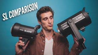 Godox SL60w vs SL150ii LED Video Light Comparison Review SL150w ii Continuous Video Light [upl. by Xaviera]