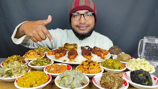 EATING PANTA BHAT WITH 15 DIFFERNT TYPES OF BHORTA AND HILSA FISH FRY  MUKBANG EATING SHOW [upl. by Eneleh]