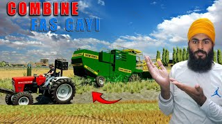 Combine Fas Gayi Khal Te  Swaraj Tractor nal Tochan Paya  FS22  Kaleryt [upl. by Ellehcer]