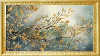 Golden Framed Floral Art  Silent Screensaver for decorative  Tree Painting  Your TVs [upl. by Ennahs]