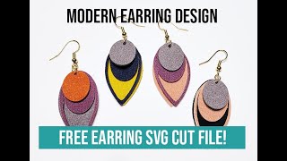 How to make these Modern earrings tutorial with free SVG cut file [upl. by Sartin]