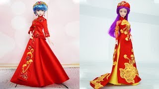 Easy Doll Dress No Sew  DIY Barbie Doll Clothes  Doll Dress Making  How To Make  Barbie doll [upl. by Krawczyk]