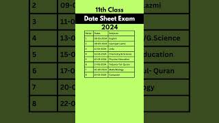 11th Class Date Sheet 2024 [upl. by Servetnick873]