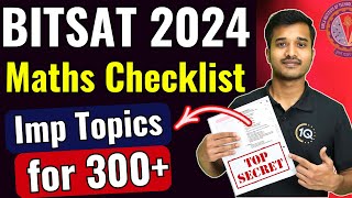 BITSAT 2024 Exam Maths Checklist🔥 Must do Topics for BITSAT 1st attempt  Roadmap to BITS Pilani [upl. by Eide]