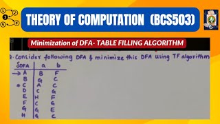 Automata Theory TABLE FILLING ALGORITHM Minimization of DFA Problem 1  ATCD21CS51 [upl. by Melmon]