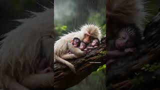 Peaceful Sleep in the Rain Mom and Baby 😴🌧️ monkey cutebabyanimals cute [upl. by Thibaud]