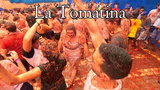 La Tomatina Spain 2023 Buñol tomatofight walkthrough [upl. by Eartnoed]