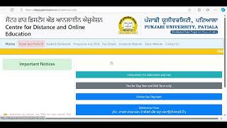 Instructions for Online admission in Centre for Distance and Online Education PU Patiala 202324 [upl. by Shaver]