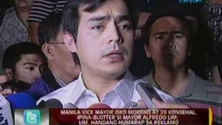 24oras Manila Vice Mayor Isko Moreno at 28 konsehal ipinablotter si Mayor Alfredo Lim [upl. by Ahsimet198]