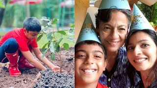 Kajol and Ajay Devgn Son Yug Celebrates Birthday By Tree Plantation and cut cake with Masi Tanisha [upl. by Hutson]