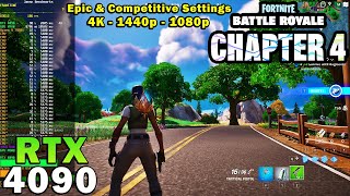 Fortnite Chapter 4  RTX 4090  R9 7950X  4K  1440p  1080p  Epic amp Low Competitive Settings [upl. by Medrek]