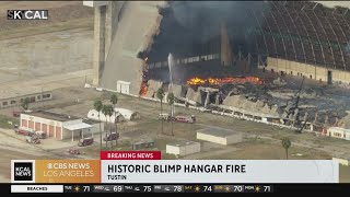 Historic WWII blimp hangar destroyed in fire [upl. by Nelyak]