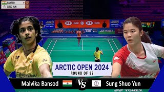 Malvika Bansod vs Sung Shuo Yun  Arctic Open 2024 Badminton  R32 [upl. by Eadnus970]