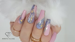 How to do easy marble nail design for beginners Marble with gel polish [upl. by Ydnolem357]