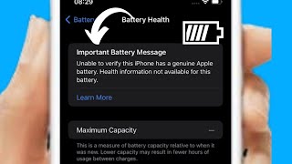 Important Battery Message iPhone Unable To Verify This iPhone Has a Genuine Apple Battery [upl. by Naveb]