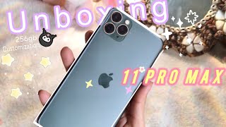 unboxing an iPhone 11 Pro Max in 2024 🖤 aesthetic midnight green256gb  Janny [upl. by Leaw]