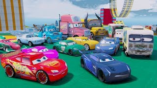 Disney Cars 3 Fabulous McQueen Colors Jackson Storm Cruz Ramirez Arvy Mater Miss Fritter Spiderman [upl. by Aihsenor]