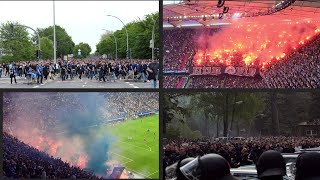 Stadtderby HSV vs St Pauli Fanmarsch HSV und St Pauli  Stimmung und Pyro im Stadion [upl. by Haneen612]