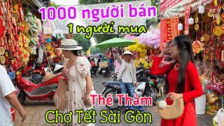 Thê thảm Chợ Đồ Tết lớn nhất Sài Gòn đường Hải Thượng Lãng Ông  Không bằng phân nữa năm ngoái [upl. by Esaertal]