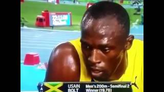 Usain Bolts smiles to DeGrasse while beating him [upl. by Adriell]