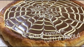 Torta 4 ingredientipasta sfoglia panna cioccolato fondente e bianco  TUTTI A TAVOLA [upl. by Jakoba483]