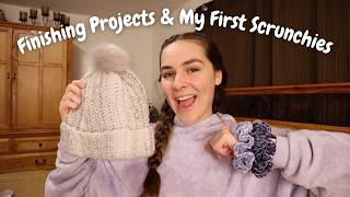 Finishing Projects amp Making My First Scrunchie  Crochet Vlog [upl. by Robbin]