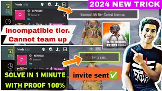 incompatible tier cannot team up bgmi 2024  bgmi incompatible tier cannot team up  invite not sent [upl. by Assenab366]