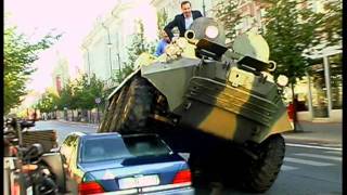 Vilnius Mayor AZuokas Fights Illegally Parked Cars with Tank [upl. by Cyrill]