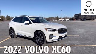 Crystal White Metallic 2022 Volvo XC60 B5 Inscription  Walkaround with Heather [upl. by Nemzaj]