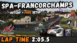 DUQUEINE D08 LMP3  SPA FRANCORCHAMPS 2055  HOTLAP  FREE SETUP  AC [upl. by Anaeed]