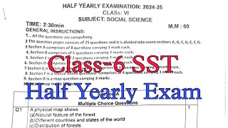 Class6 Social Science SST Half Yearly Exam 202425 Question Paper  Kendriya Vidyalaya KVS [upl. by Holli633]