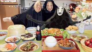 We tried to cook the Spirited Away feast  No face friendsgiving  Funny cooking moments [upl. by Walters]