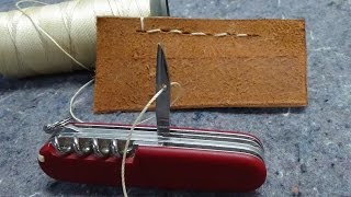 How to Sew with a Swiss Army Knife Awl  Reamer [upl. by Melda]