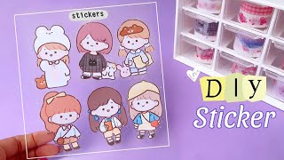 part1 how to make kawaii sticker at home handmade cute kawaii sticker DIY sticker paper craft [upl. by Mina443]