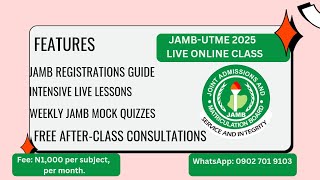 JAMB 2025 Intensive Live Online Lessons How to Score 350 in JAMB UTME How to Pass JAMB JAMB [upl. by Herrle]