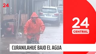 Curanilahue bajo el agua más de mil viviendas afectadas  24 Horas TVN Chile [upl. by Yntruoc]