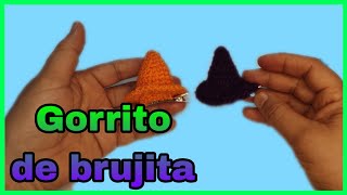 Mini SOMBRERITO 🧙 de BRUJITA 🧹 tejido a crochet 🧶 sombrero halloween 🎃 [upl. by Carin553]