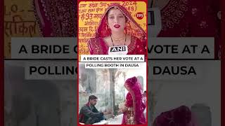 Rajasthan Bride Leads by Example Votes in Dausa Assembly ByElection [upl. by Coffin]