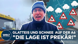 WINTER IN DEUTSCHLAND GlatteisChaos auf der A6 quotDie Lage ist prekärquot  WELT Thema [upl. by Ymmas]