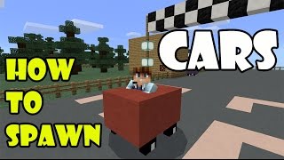 HOW TO SPAWN CARS  Minecraft PE 0160  Mine Cars Add on [upl. by Clyve218]