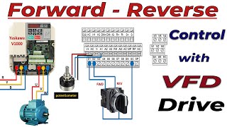 Forward Reverse Motor Control with VFD  vfd control wiring  vfd motor control circuit diagram [upl. by Lehman]