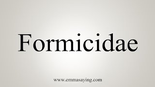 How To Say Formicidae [upl. by Alejandrina914]