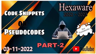 Pseudo codes Hexaware PART2  Hexaware code snippets 20222023  Placement code snippets [upl. by Oznola]